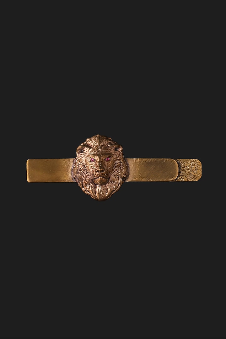 Antique Gold Finish Brass Cufflinks With Tie Pin by Cosa Nostraa at Pernia's Pop Up Shop