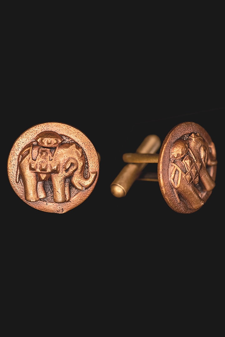 Antique Gold Finish Cufflinks With Tie Pin by Cosa Nostraa at Pernia's Pop Up Shop