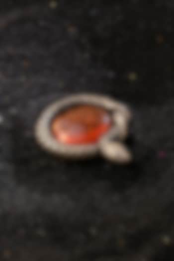 Antique Gold Finish Gem Of Serpent Stone Brooch by Cosa Nostraa
