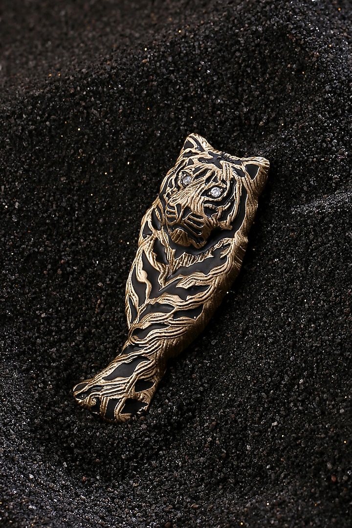 Antique Gold Finish Royal Bengal Tiger Brooch by Cosa Nostraa at Pernia's Pop Up Shop