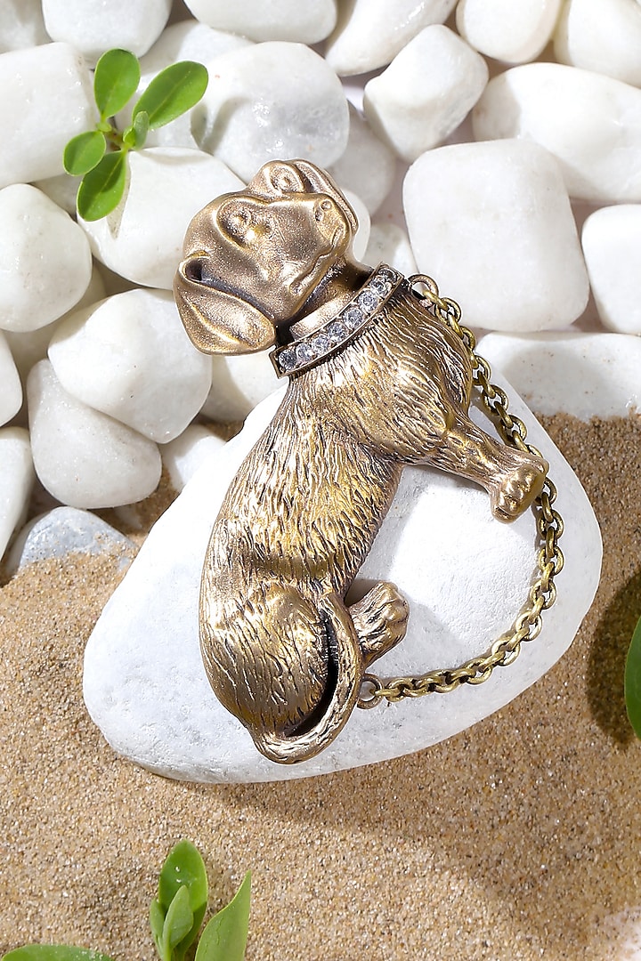 Antique Gold Finish Pet Pooch Brooch by Cosa Nostraa