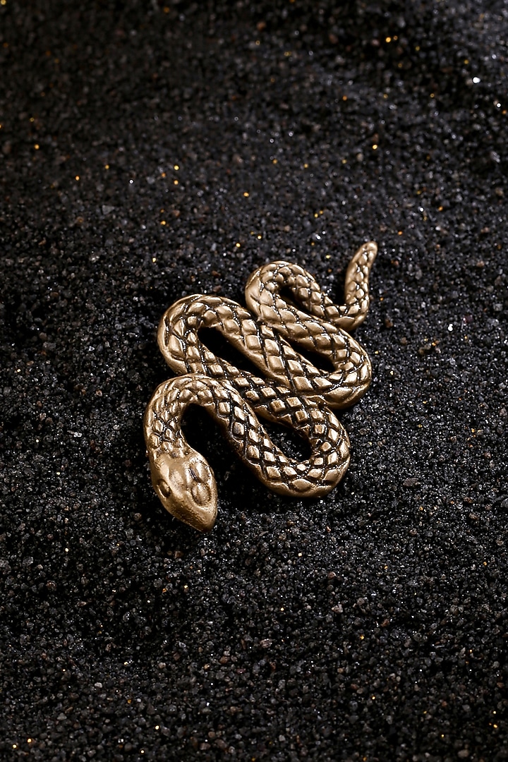 Antique Gold Finish Hand-Curated Tangled Python Brooch by Cosa Nostraa at Pernia's Pop Up Shop
