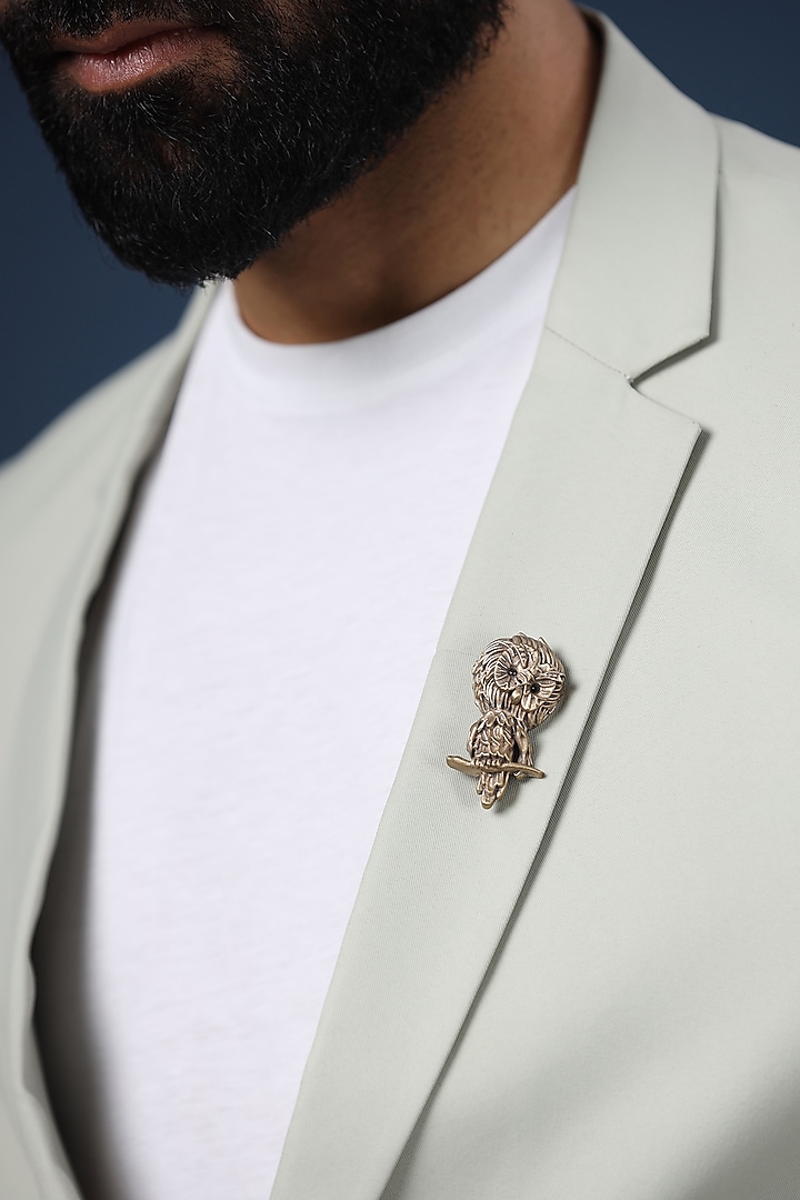 Antique Gold Beaded Finish Hooter Brooch by Cosa Nostraa at Pernia's Pop Up Shop
