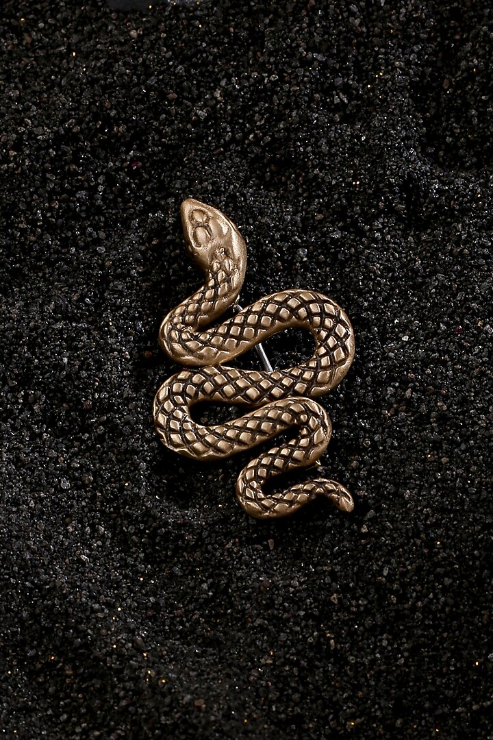 Antique Gold Finish Curvy Reptile Brooch by Cosa Nostraa at Pernia's Pop Up Shop
