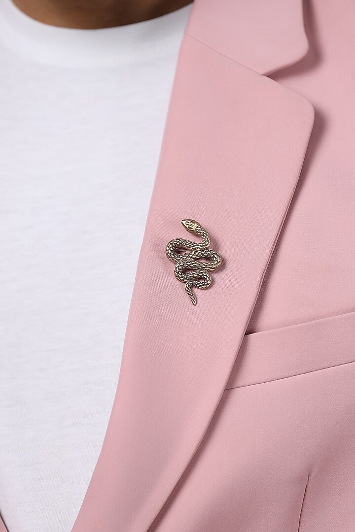 Antique Gold Finish Curvy Reptile Brooch by Cosa Nostraa at Pernia's Pop Up Shop