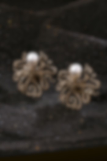 Antique Gold Finish Pearl Octopus Cufflinks (Set of 2) by Cosa Nostraa at Pernia's Pop Up Shop