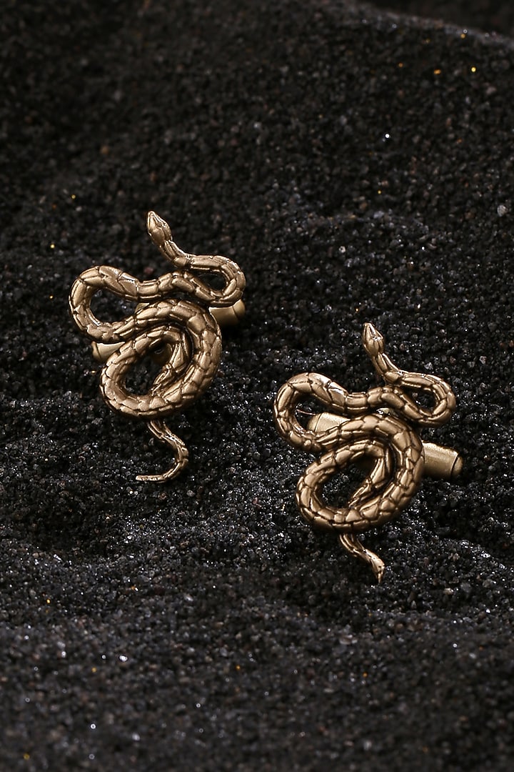 Antique Gold Finish Slytherin Cufflinks (Set of 2) by Cosa Nostraa at Pernia's Pop Up Shop