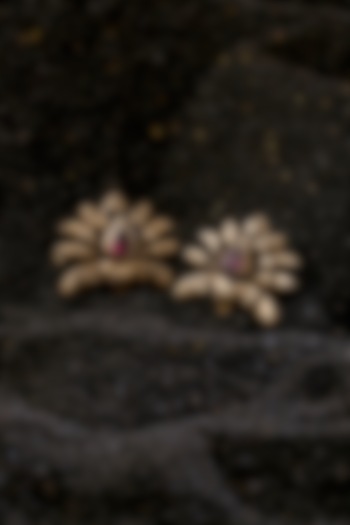 Antique Gold Finish Sacred Lotus Cufflinks (Set of 2) by Cosa Nostraa at Pernia's Pop Up Shop