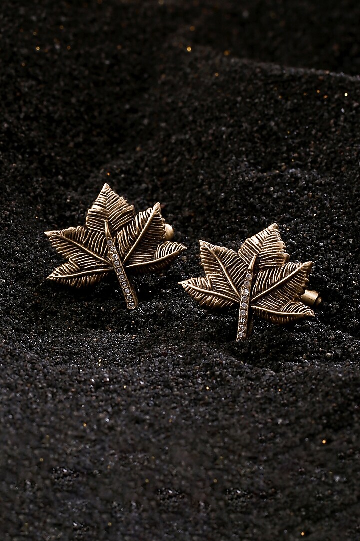 Antique Gold Finish Money Plant Cufflinks (Set of 2) by Cosa Nostraa at Pernia's Pop Up Shop