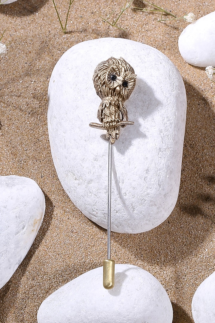 Antique Gold Finish Peeking Owl Lapel Pin by Cosa Nostraa at Pernia's Pop Up Shop