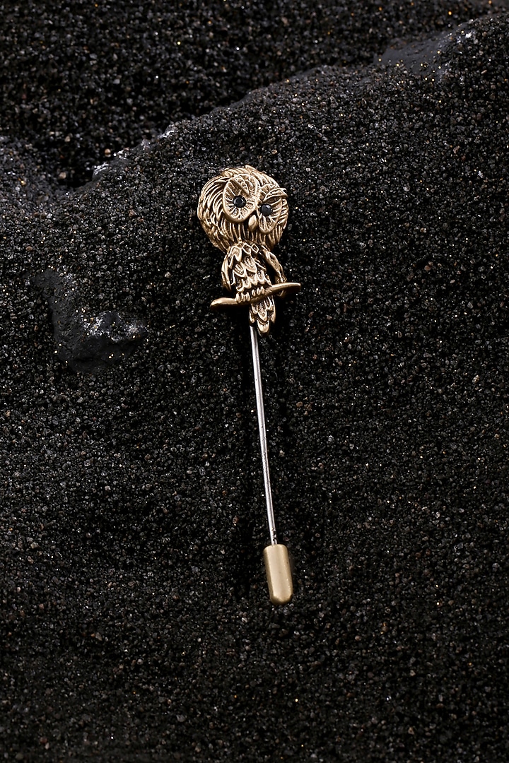 Antique Gold Finish Peeking Owl Lapel Pin by Cosa Nostraa at Pernia's Pop Up Shop