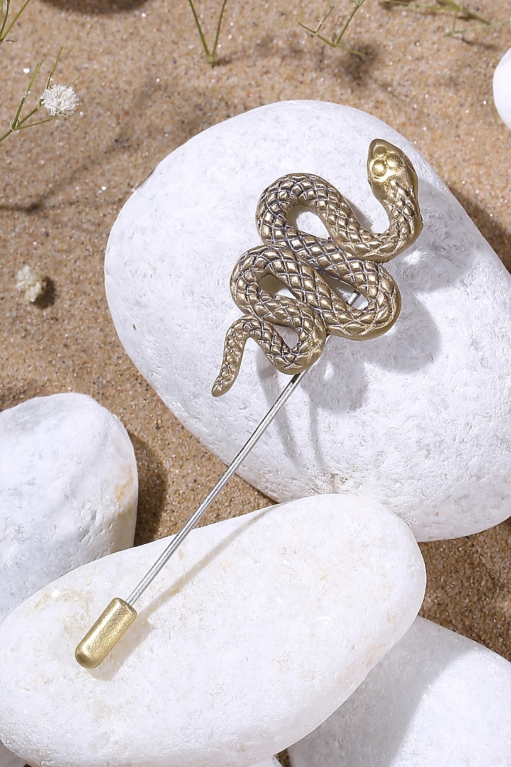 Antique Gold Finish Serpent Lapel Pin by Cosa Nostraa at Pernia's Pop Up Shop