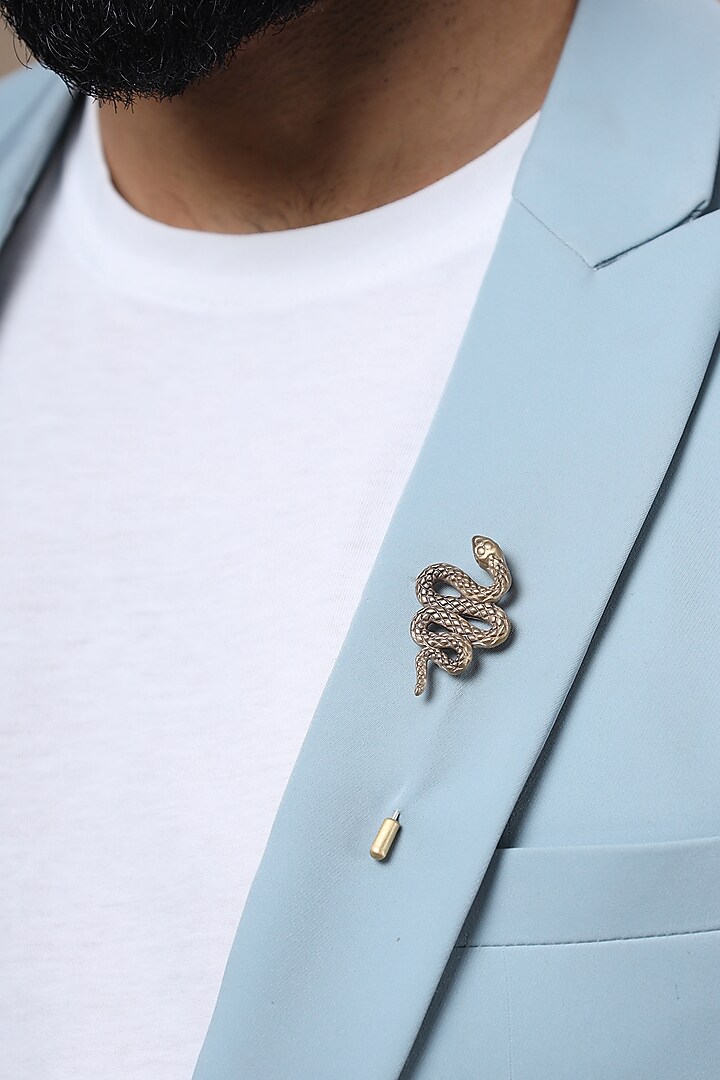Antique Gold Finish Serpent Lapel Pin by Cosa Nostraa at Pernia's Pop Up Shop