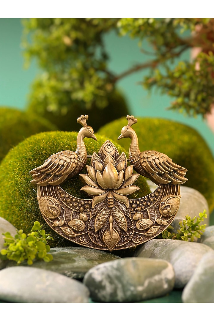 Antique Gold Finish Bird Of India Brooch by Cosa Nostraa at Pernia's Pop Up Shop