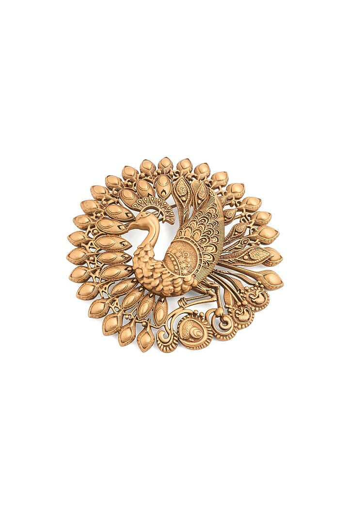 Antique Gold Brass Dancing Peacock Brooch by Cosa Nostraa at Pernia's Pop Up Shop
