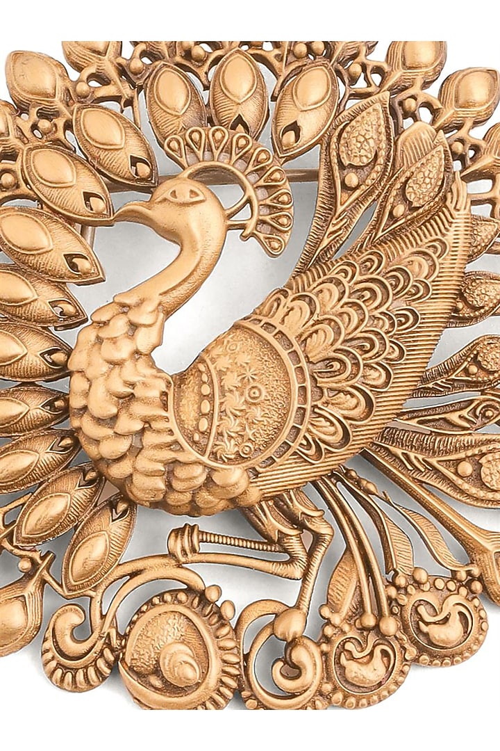 Antique Gold Brass Dancing Peacock Brooch by Cosa Nostraa at Pernia's Pop Up Shop