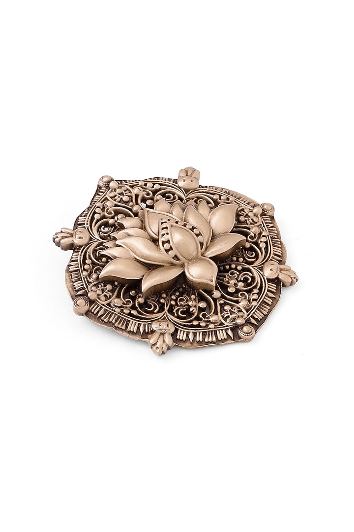 Antique Gold Brass Lotus Brooch by Cosa Nostraa at Pernia's Pop Up Shop