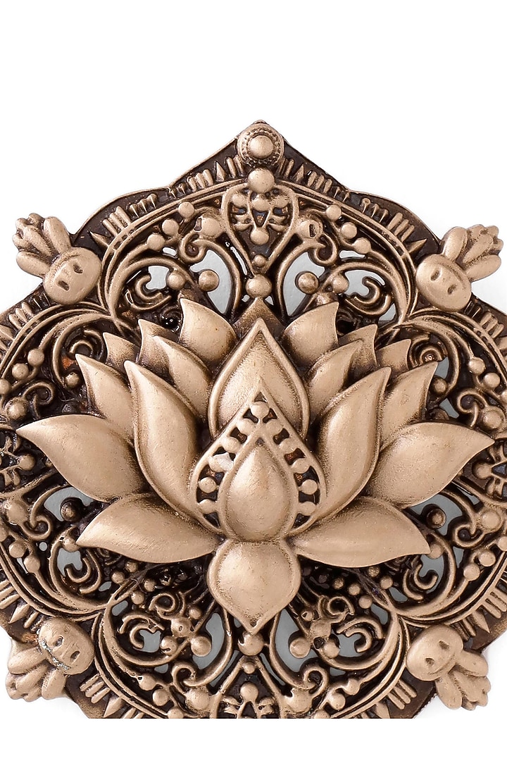 Antique Gold Brass Lotus Brooch by Cosa Nostraa at Pernia's Pop Up Shop