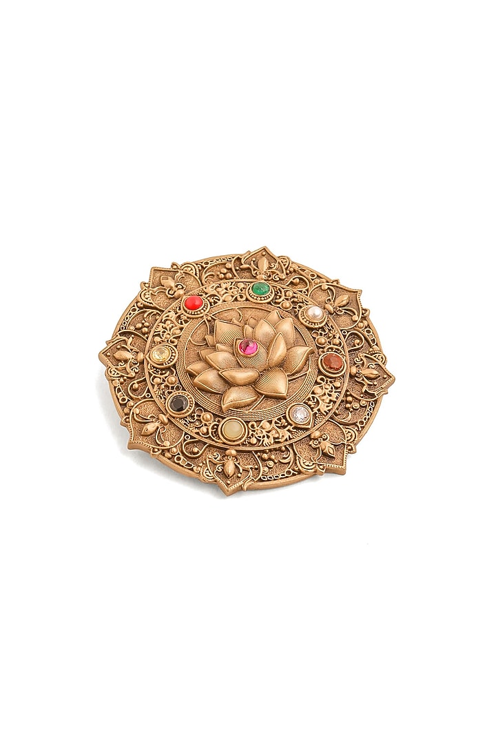 Antique Gold Brass Lotus Beauty Brooch by Cosa Nostraa at Pernia's Pop Up Shop