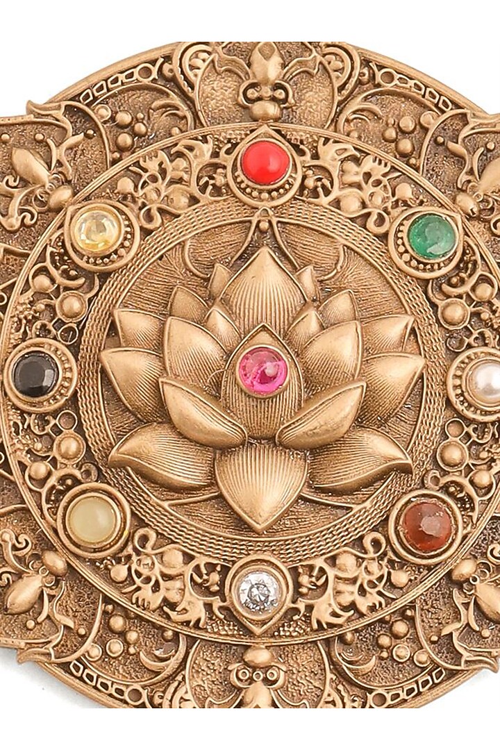 Antique Gold Brass Lotus Beauty Brooch by Cosa Nostraa at Pernia's Pop Up Shop