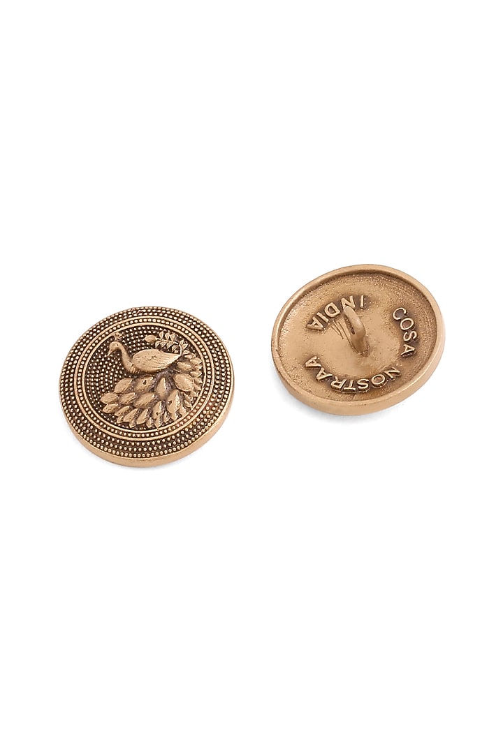 Antique Gold Brass Peacock Buttons (Set of 13) by Cosa Nostraa at Pernia's Pop Up Shop