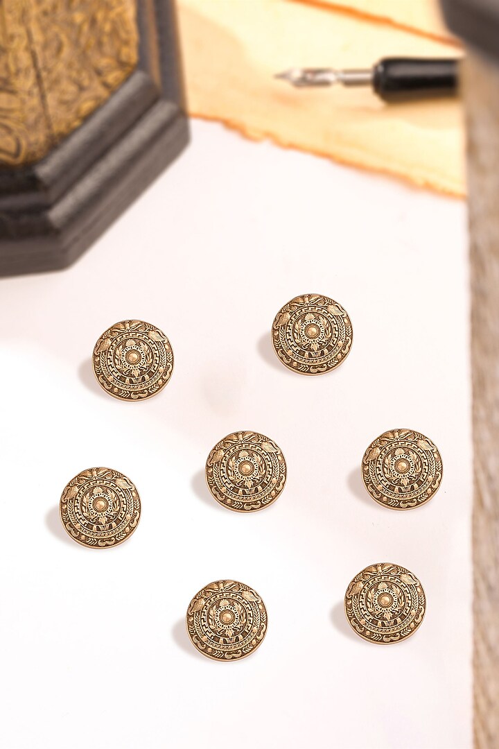 Antique Gold Brass Floral Blossom Buttons (Set Of 7) by Cosa Nostraa at Pernia's Pop Up Shop