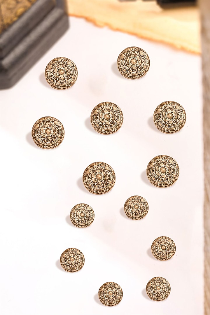 Antique Gold Brass Floral Blossom Buttons (Set Of 13) by Cosa Nostraa at Pernia's Pop Up Shop