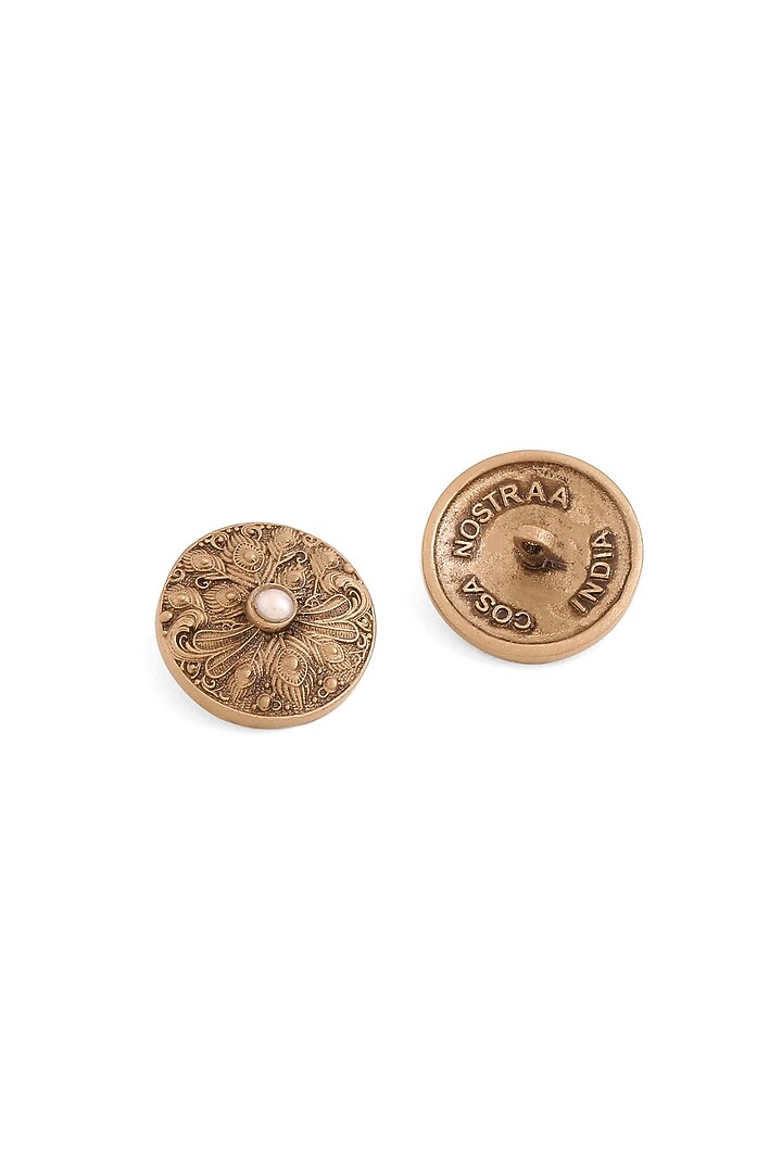 Antique Gold Brass Floral Shimmer Buttons (Set Of 13) by Cosa Nostraa at Pernia's Pop Up Shop