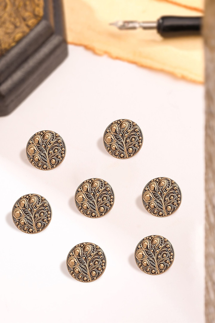Antique Gold Brass Buttons (Set Of 7) by Cosa Nostraa at Pernia's Pop Up Shop