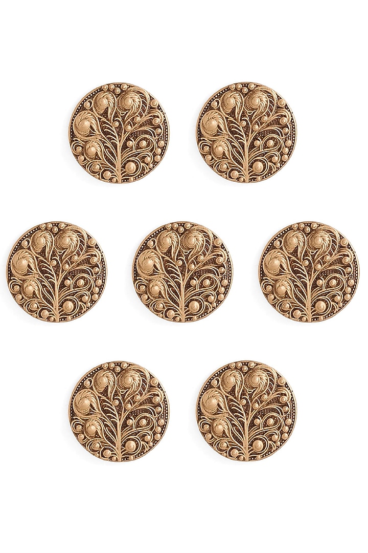 Antique Gold Brass Buttons (Set Of 7) by Cosa Nostraa at Pernia's Pop Up Shop