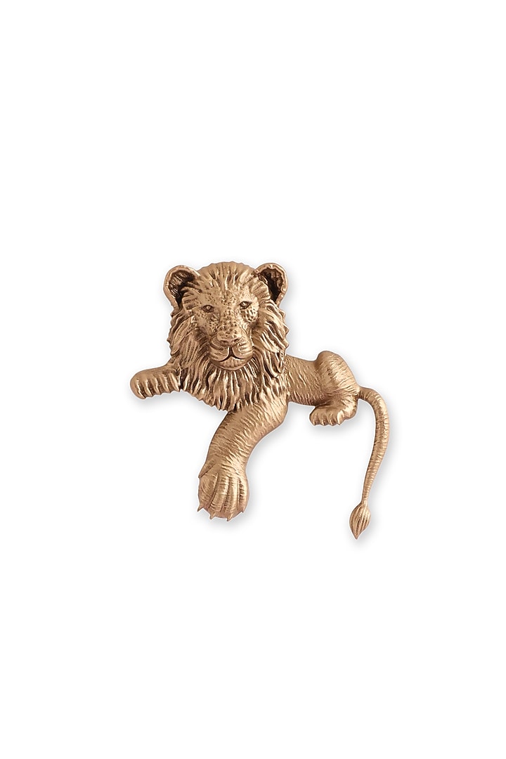 Antique Gold Brass Lion Brooch by Cosa Nostraa at Pernia's Pop Up Shop