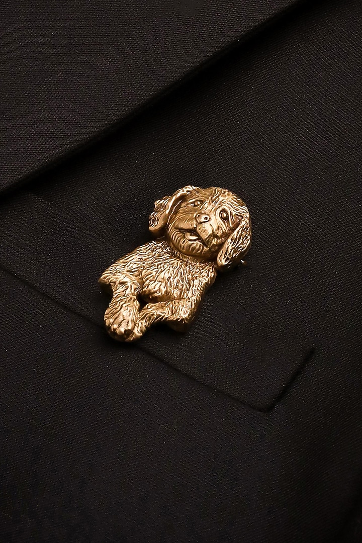 Antique Gold Brass Canine Brooch by Cosa Nostraa at Pernia's Pop Up Shop