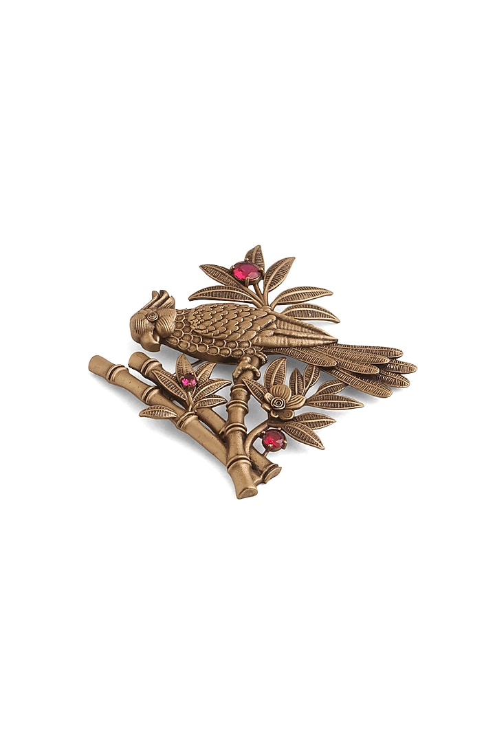 Antique Gold Red Stone Jungle Song Brooch by Cosa Nostraa at Pernia's Pop Up Shop