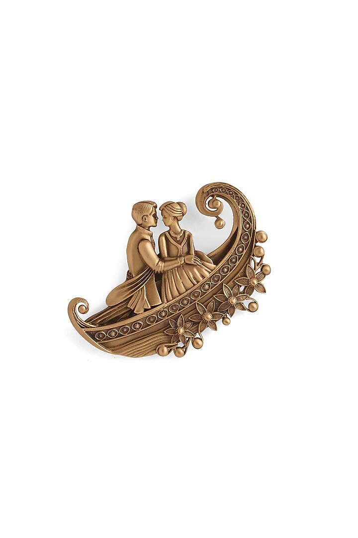 Oxidised Antique Gold Brass Brooch by Cosa Nostraa at Pernia's Pop Up Shop