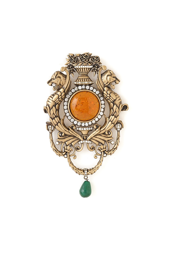 Oxidised Antique Gold Brass Brooch by Cosa Nostraa at Pernia's Pop Up Shop