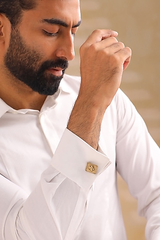 Oxidised Antique Gold Brass Cufflinks (Set Of 2) by Cosa Nostraa