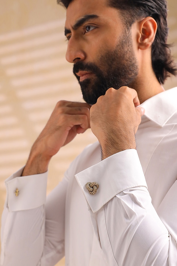 Oxidised Antique Gold Brass Cufflinks (Set of 2) by Cosa Nostraa at Pernia's Pop Up Shop