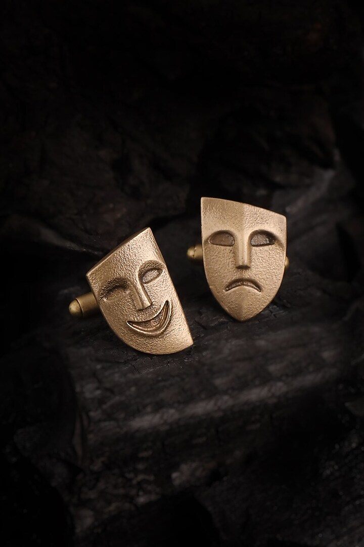 Oxidised Antique Gold Brass Cufflinks (Set Of 2) by Cosa Nostraa at Pernia's Pop Up Shop