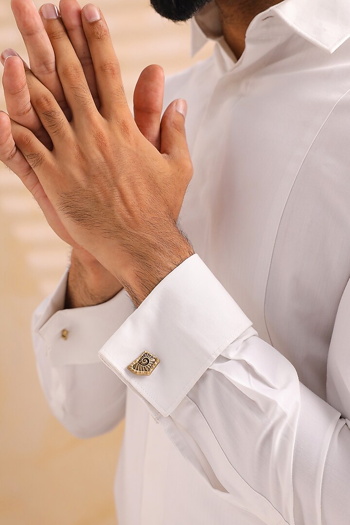 Oxidised Antique Gold Brass Cufflinks (Set Of 2) by Cosa Nostraa at Pernia's Pop Up Shop