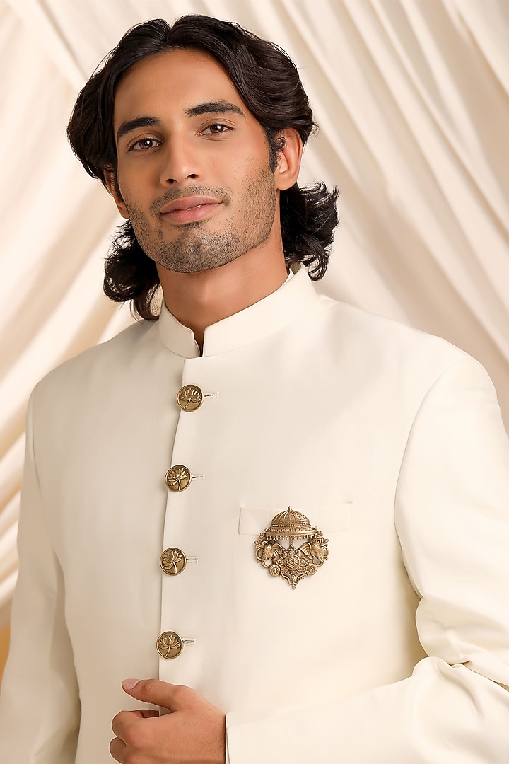 Oxidised Antique Gold Brass Brooch With Buttons by Cosa Nostraa at Pernia's Pop Up Shop