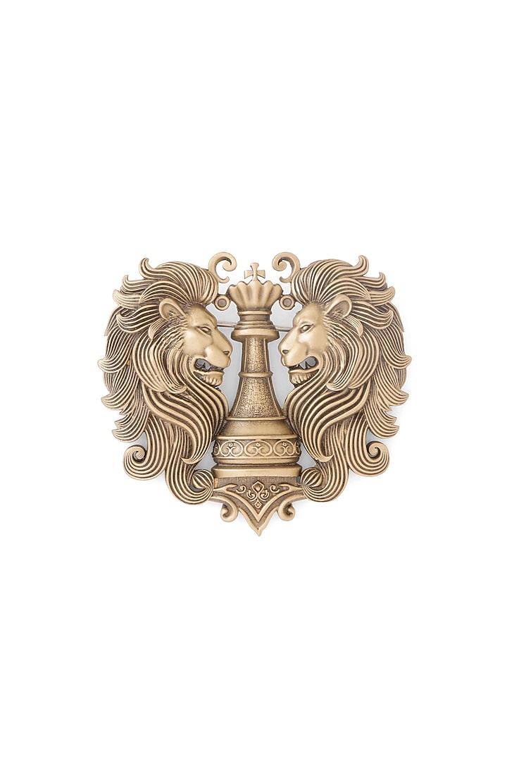 Antique Gold Twin Lion Crest Brooch by Cosa Nostraa at Pernia's Pop Up Shop