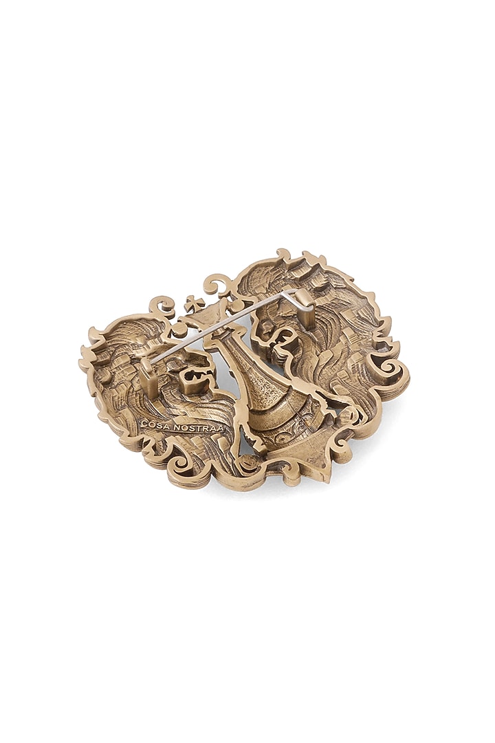 Antique Gold Twin Lion Crest Brooch by Cosa Nostraa at Pernia's Pop Up Shop