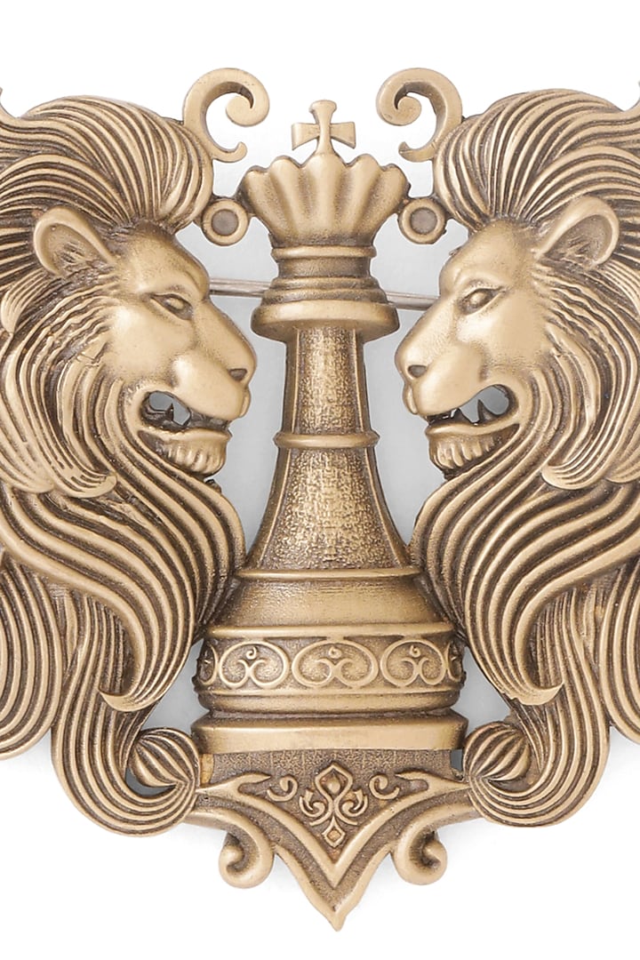 Antique Gold Twin Lion Crest Brooch by Cosa Nostraa at Pernia's Pop Up Shop