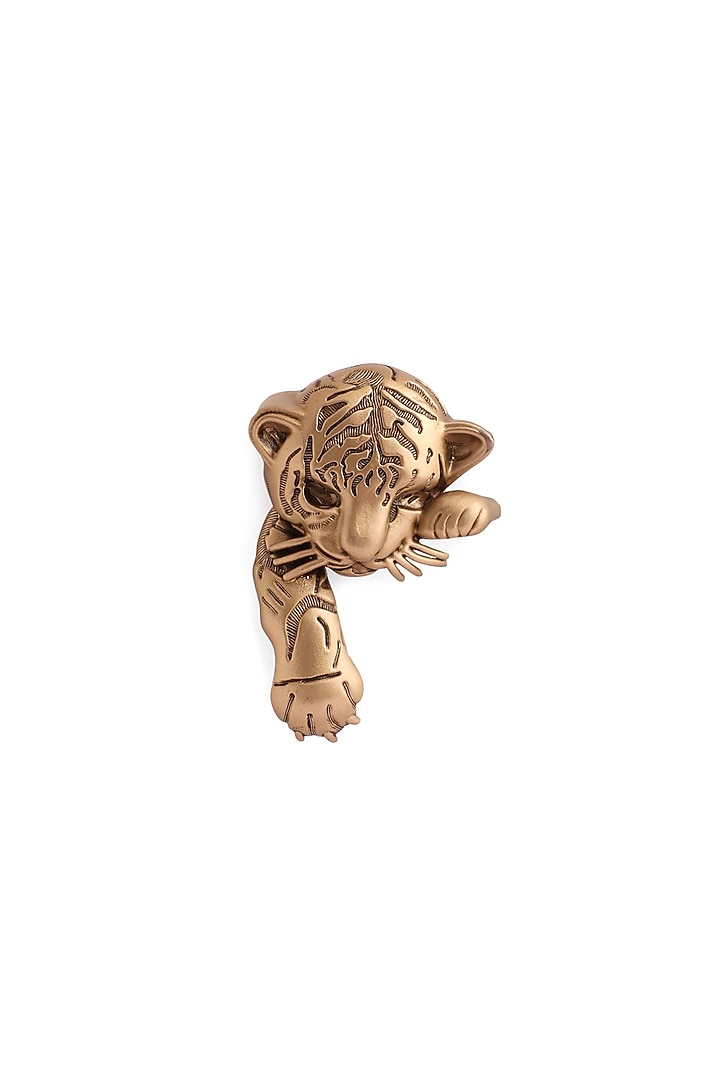 Antique Gold Brass Young Tiger Brooch by Cosa Nostraa at Pernia's Pop Up Shop