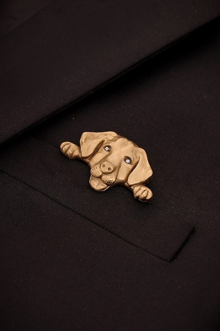 Antique Gold Brass Loyal Guardian Brooch by Cosa Nostraa at Pernia's Pop Up Shop