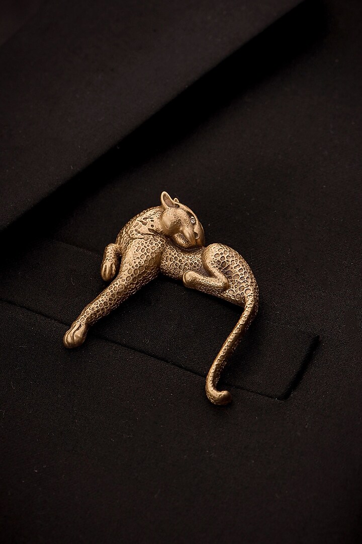 Antique Gold Brass Resting Cheetah Brooch by Cosa Nostraa at Pernia's Pop Up Shop