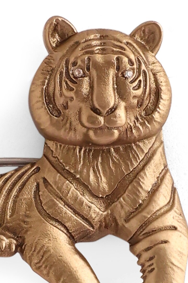 Antique Gold Brass Majestic Tiger Brooch by Cosa Nostraa at Pernia's Pop Up Shop