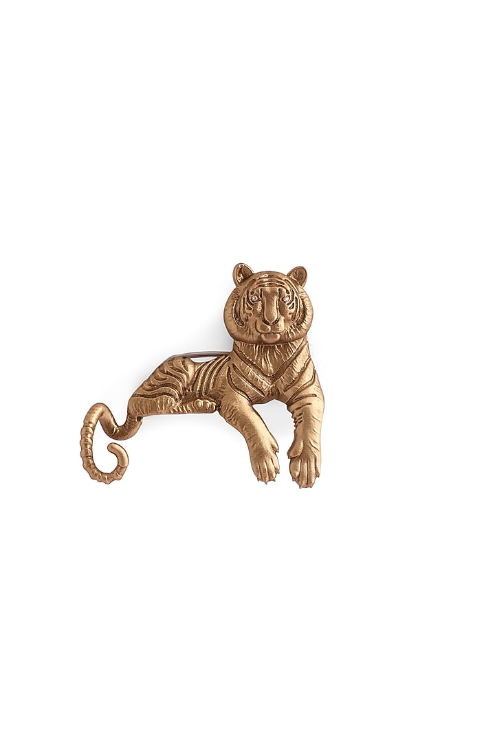 Antique Gold Brass Majestic Tiger Brooch by Cosa Nostraa at Pernia's Pop Up Shop