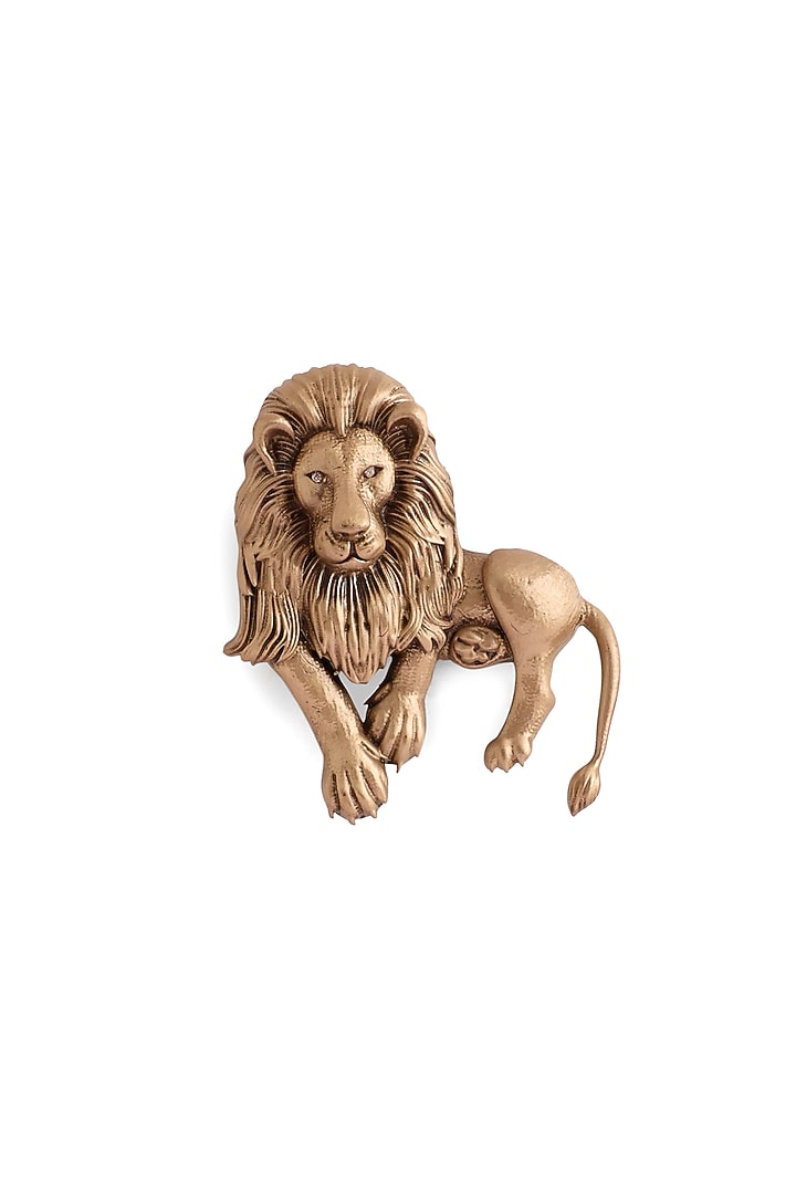 Antique Gold Brass Lion Brooch by Cosa Nostraa at Pernia's Pop Up