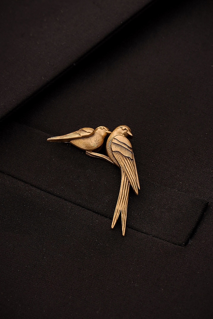 Antique Gold Brass Two-Bonded Swallow Brooch by Cosa Nostraa at Pernia's Pop Up Shop
